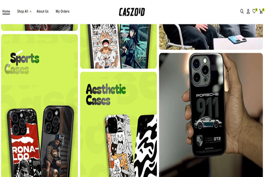 Caszoid storefront, live on Shopify